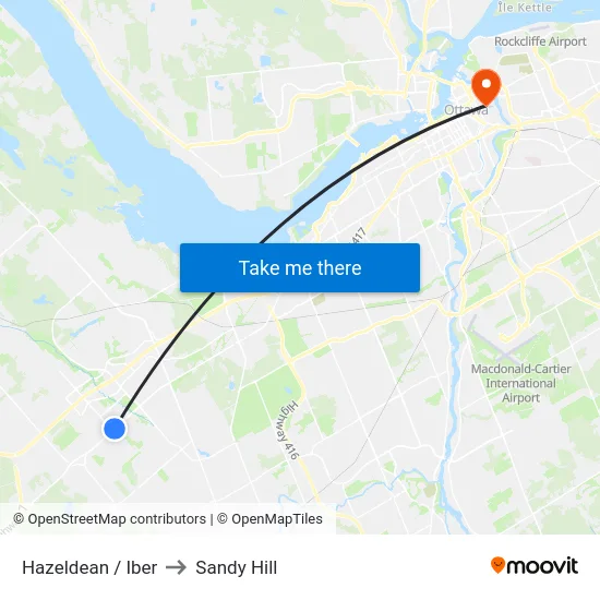 Hazeldean / Iber to Sandy Hill map