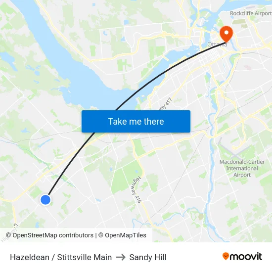 Hazeldean / Stittsville Main to Sandy Hill map