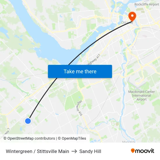 Wintergreen / Stittsville Main to Sandy Hill map