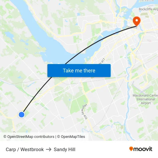 Carp / Westbrook to Sandy Hill map