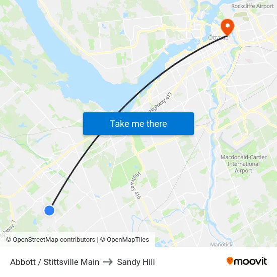 Abbott / Stittsville Main to Sandy Hill map