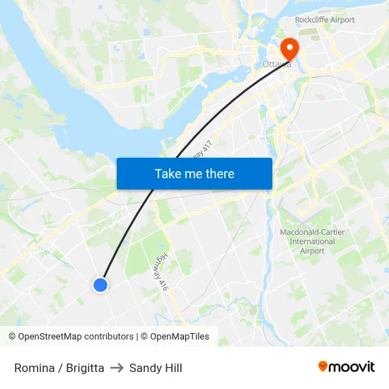 Romina / Brigitta to Sandy Hill map