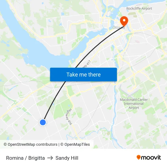 Romina / Brigitta to Sandy Hill map