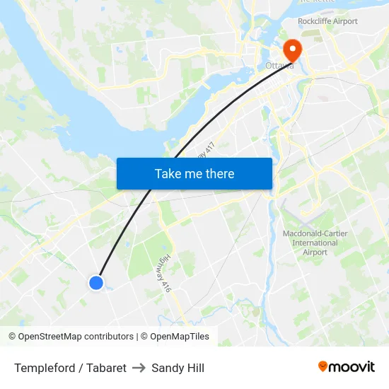 Templeford / Tabaret to Sandy Hill map