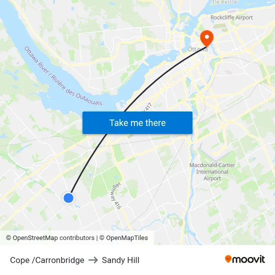 Cope /Carronbridge to Sandy Hill map