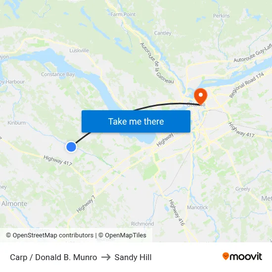 Carp / Donald B. Munro to Sandy Hill map