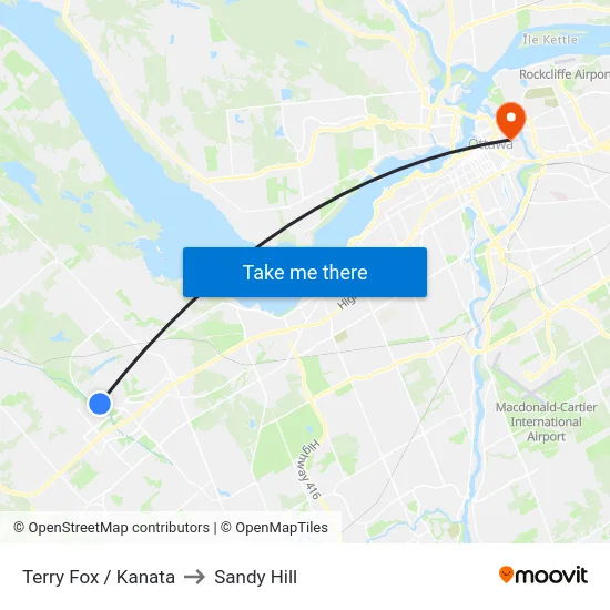 Terry Fox / Kanata to Sandy Hill map