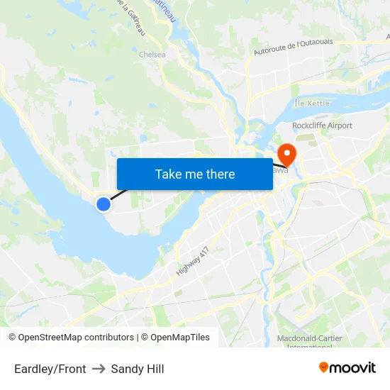 Eardley/Front to Sandy Hill map