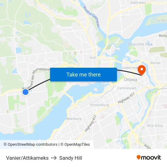 Vanier/Attikameks to Sandy Hill map