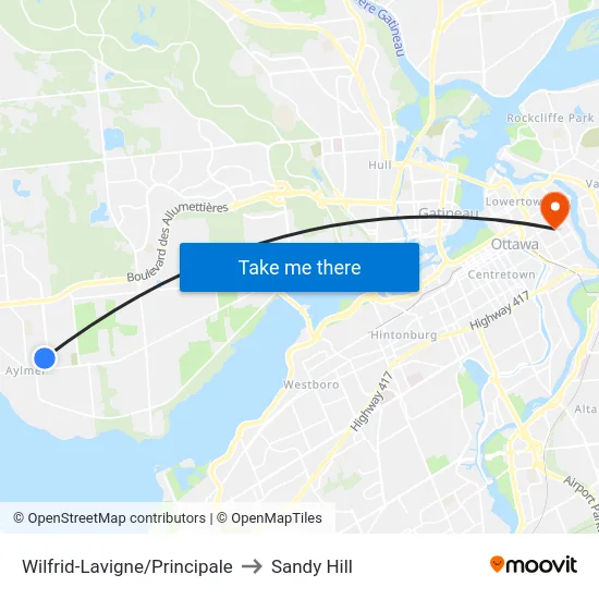 Wilfrid-Lavigne/Principale to Sandy Hill map