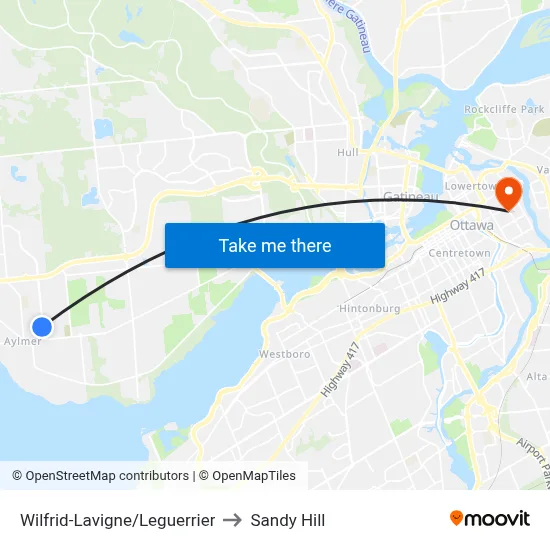 Wilfrid-Lavigne/Leguerrier to Sandy Hill map
