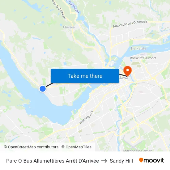 Parc-O-Bus Allumettières Arrêt D'Arrivée to Sandy Hill map