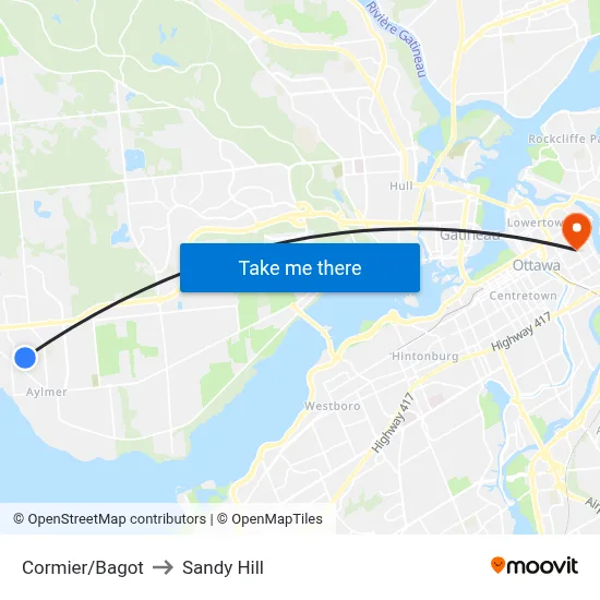 Cormier/Bagot to Sandy Hill map