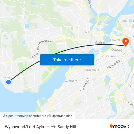 Wychwood/Lord-Aylmer to Sandy Hill map