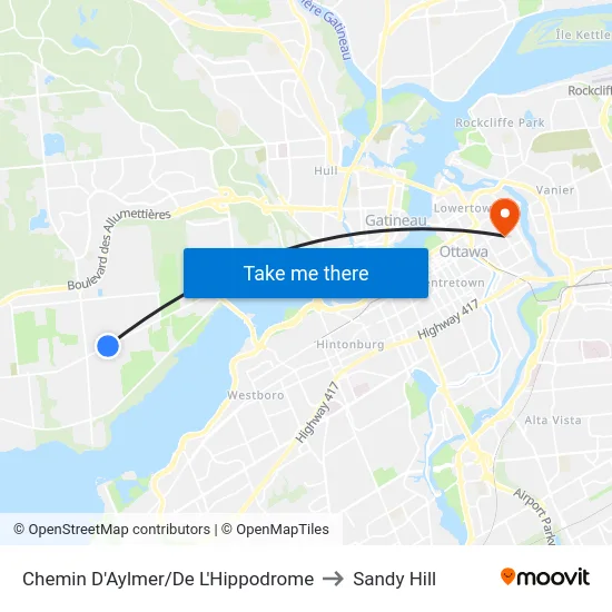 Chemin D'Aylmer/De L'Hippodrome to Sandy Hill map