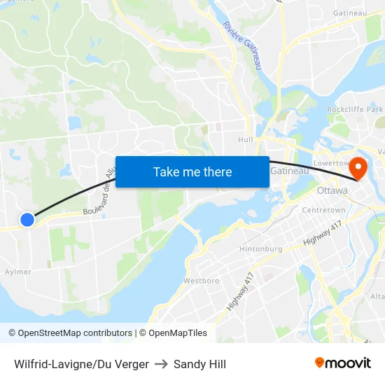 Wilfrid-Lavigne/Du Verger to Sandy Hill map