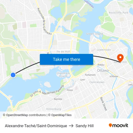 Alexandre-Taché/Saint-Dominique to Sandy Hill map
