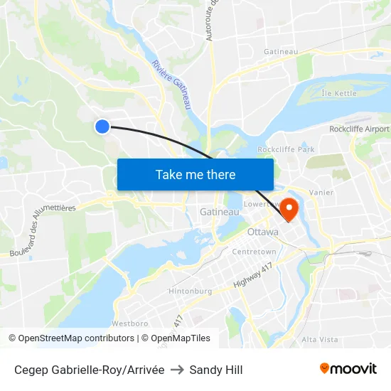 Cegep Gabrielle-Roy/Arrivée to Sandy Hill map
