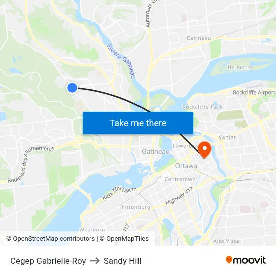 Cegep Gabrielle-Roy to Sandy Hill map