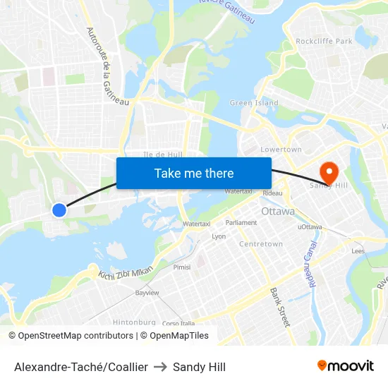 Alexandre-Taché/Coallier to Sandy Hill map