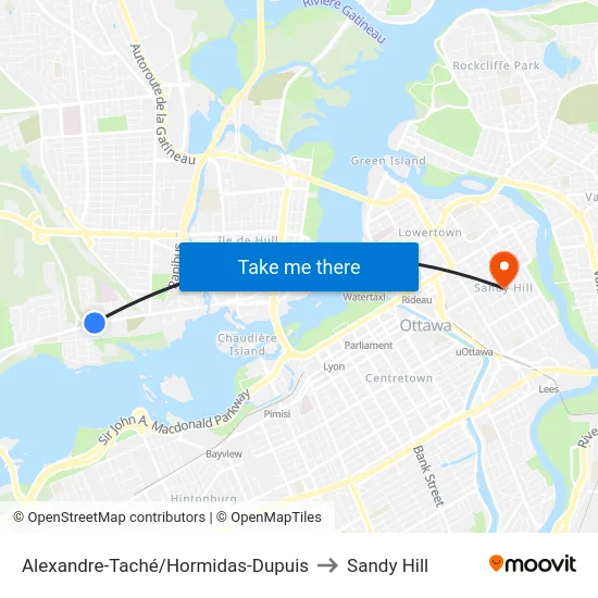 Alexandre-Taché/Hormidas-Dupuis to Sandy Hill map