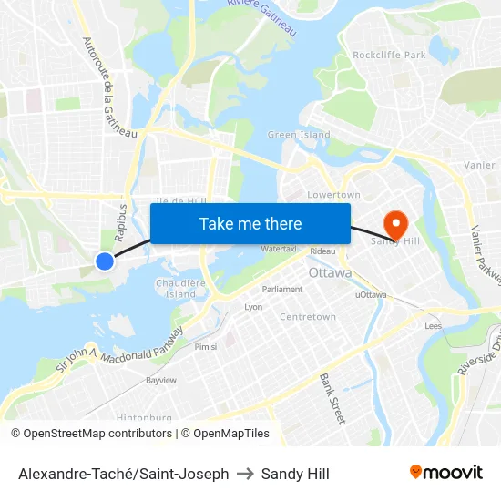 Alexandre-Taché/Saint-Joseph to Sandy Hill map