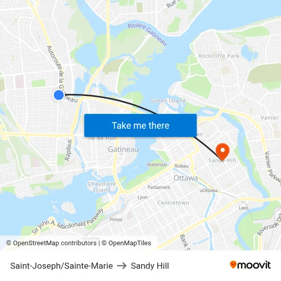 Saint-Joseph/Sainte-Marie to Sandy Hill map