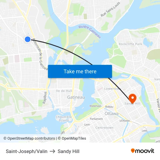 Saint-Joseph/Valin to Sandy Hill map