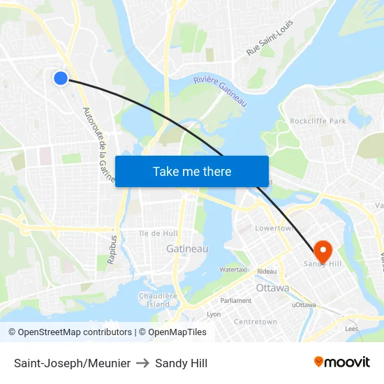 Saint-Joseph/Meunier to Sandy Hill map