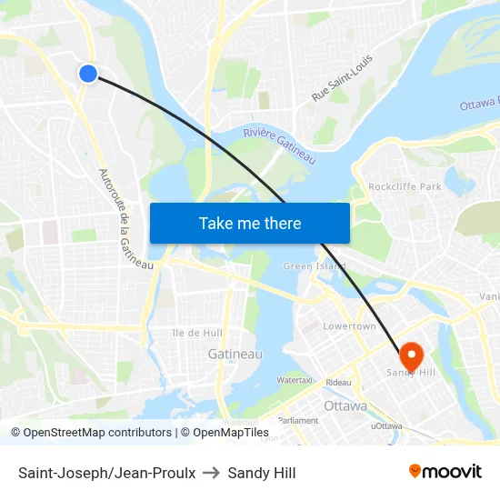 Saint-Joseph/Jean-Proulx to Sandy Hill map