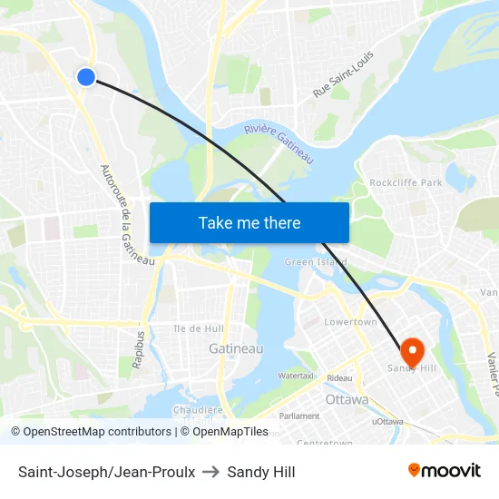 Saint-Joseph/Jean-Proulx to Sandy Hill map