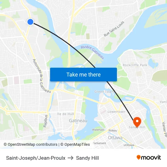 Saint-Joseph/Jean-Proulx to Sandy Hill map