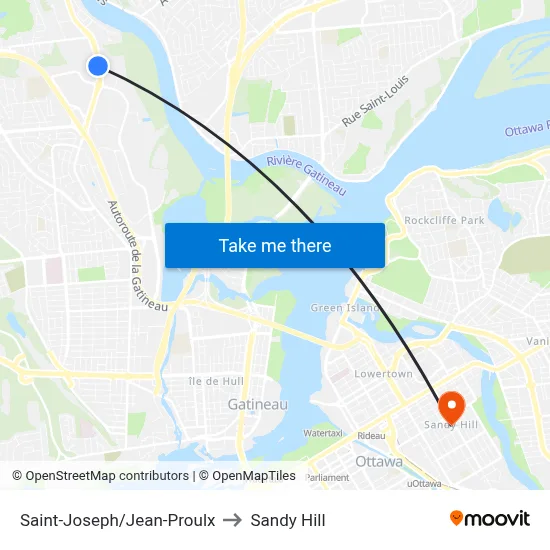 Saint-Joseph/Jean-Proulx to Sandy Hill map