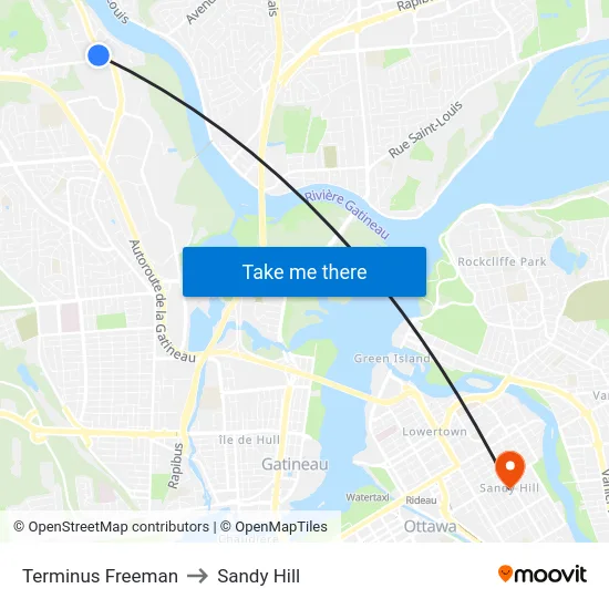 Terminus Freeman to Sandy Hill map