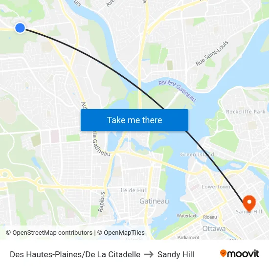 Des Hautes-Plaines/De La Citadelle to Sandy Hill map