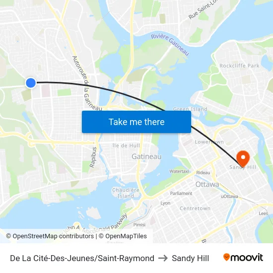 De La Cité-Des-Jeunes/Saint-Raymond to Sandy Hill map
