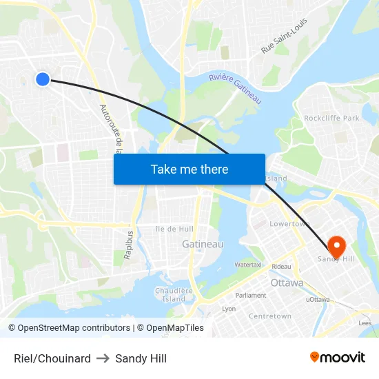 Riel/Chouinard to Sandy Hill map