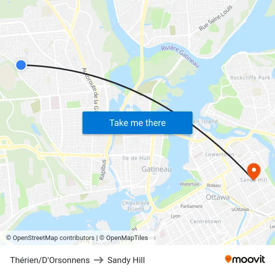Thérien/D'Orsonnens to Sandy Hill map