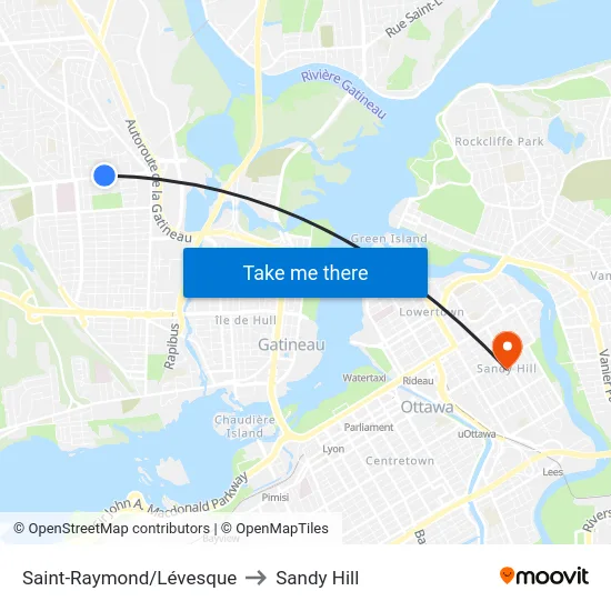 Saint-Raymond/Lévesque to Sandy Hill map