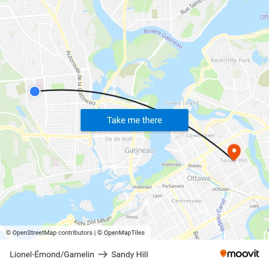 Lionel-Émond/Gamelin to Sandy Hill map