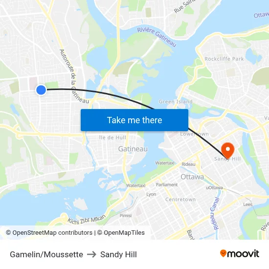 Gamelin/Moussette to Sandy Hill map