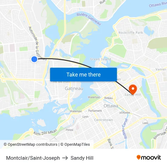 Montclair/Saint-Joseph to Sandy Hill map