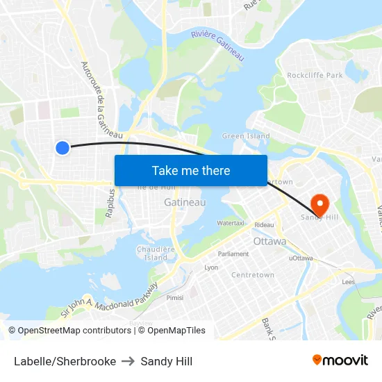 Labelle/Sherbrooke to Sandy Hill map