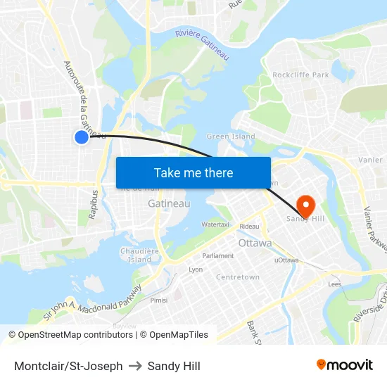 Montclair/St-Joseph to Sandy Hill map