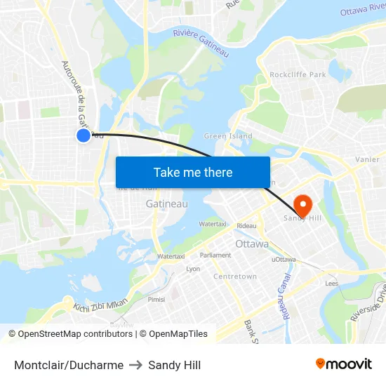 Montclair/Ducharme to Sandy Hill map
