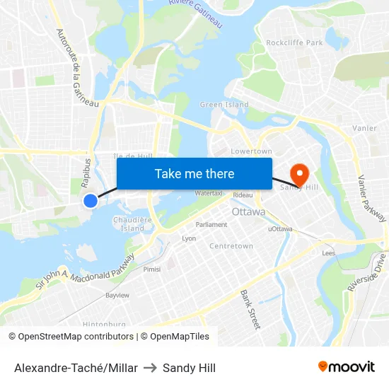 Alexandre-Taché/Millar to Sandy Hill map