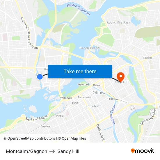 Montcalm/Gagnon to Sandy Hill map
