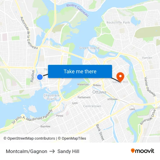 Montcalm/Gagnon to Sandy Hill map