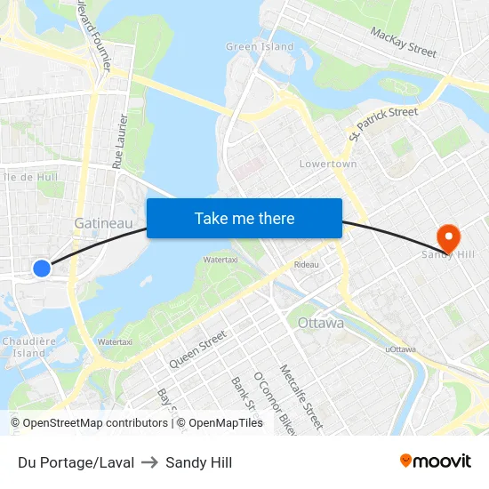 Du Portage/Laval to Sandy Hill map