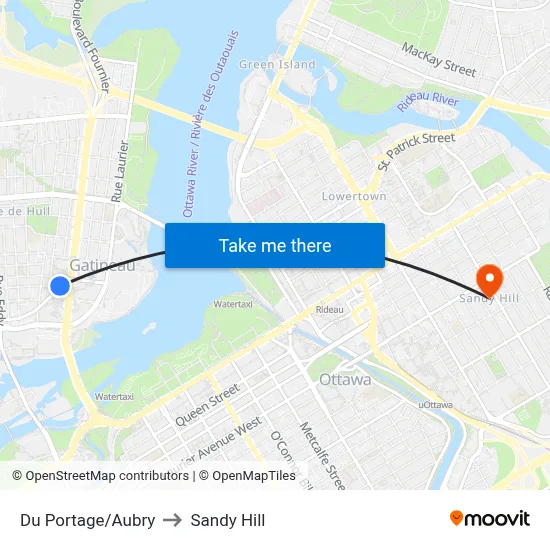 Du Portage/Aubry to Sandy Hill map